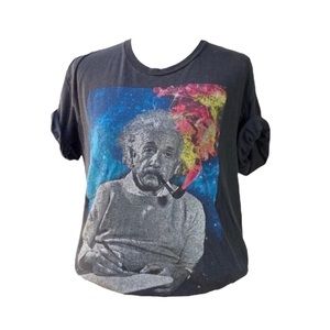 Gray Albert Einstein Smoking Pipe Galaxy T-Shirt L